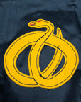 Vintage 1950s Fraternity Navy & Gold Satin Varsity Jacket |  Snake Letterman Coat