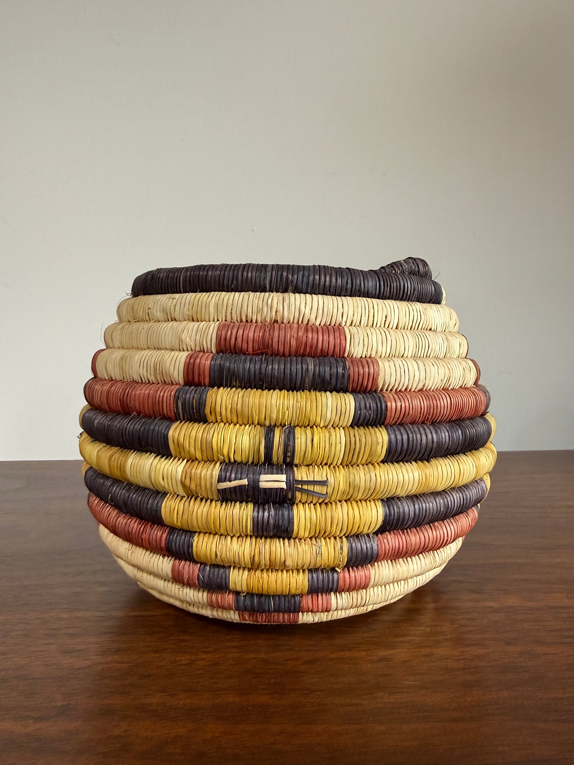Vintage 1960s Hopi Coiled Pictorial Bowl Handmade Basket | Hopi Native American Basket