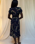 Vintage 1940’s Semi-Sheer Floral Chiffon  Dress