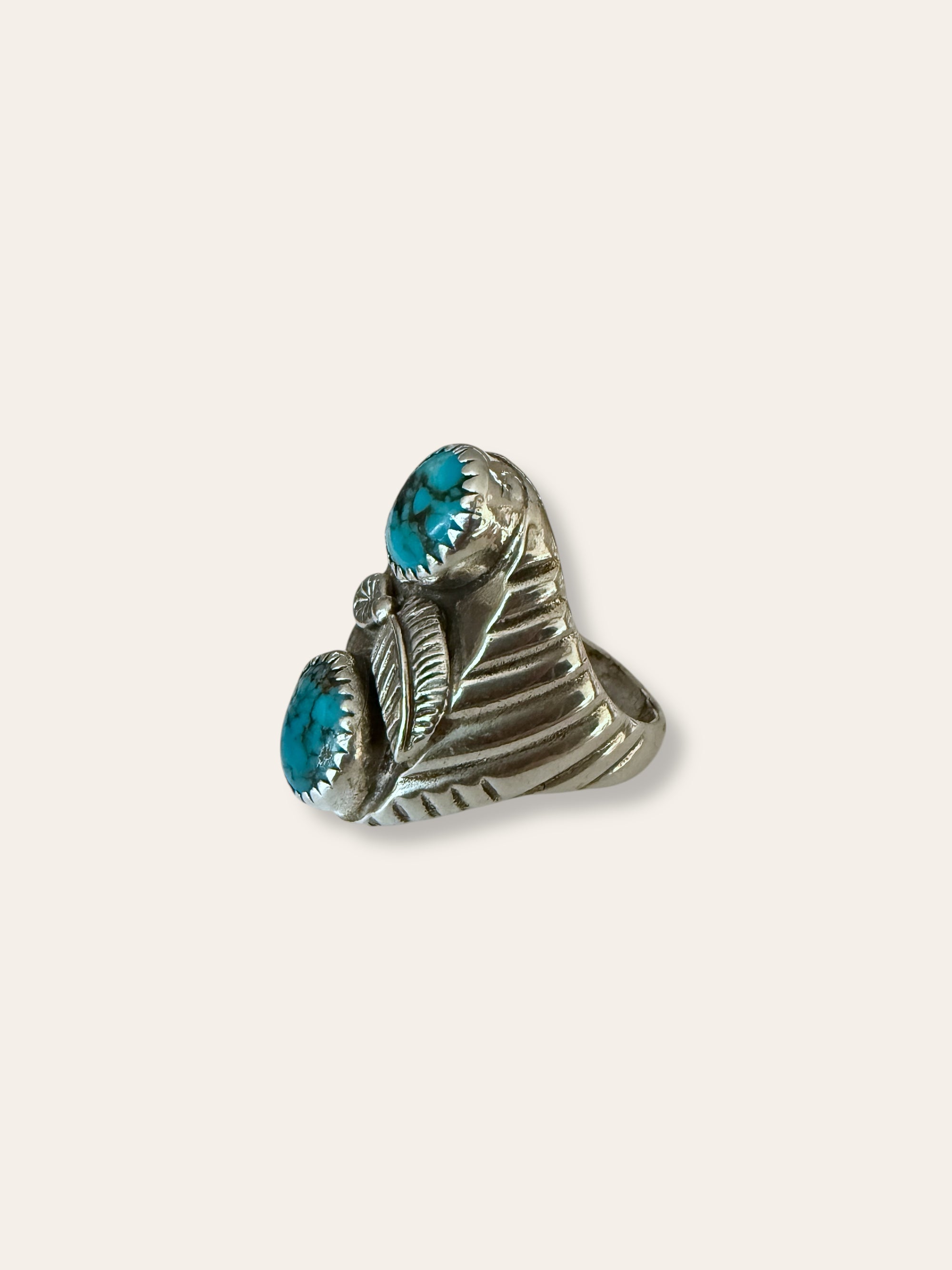 Vintage Navajo 1970’s Sterling Silver and Turquoise Ring Size 9