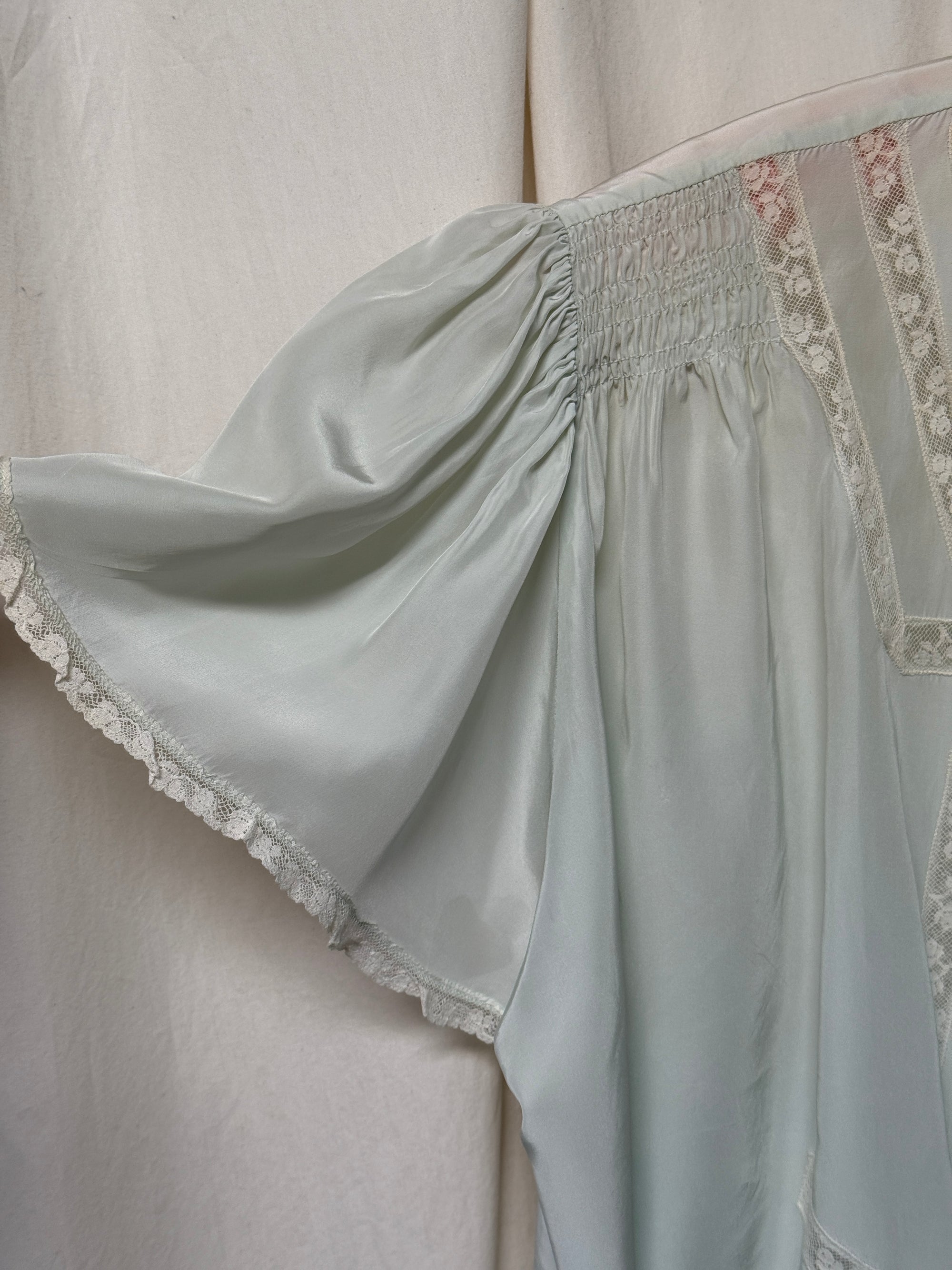 Vintage 1930s Silk-Rayon Butterfly Sleeve Bed Jacket | Silk Lingerie Layering Top