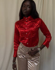 Vintage 1950’s Rhinestone Studded Satin Rodeo Western Shirt