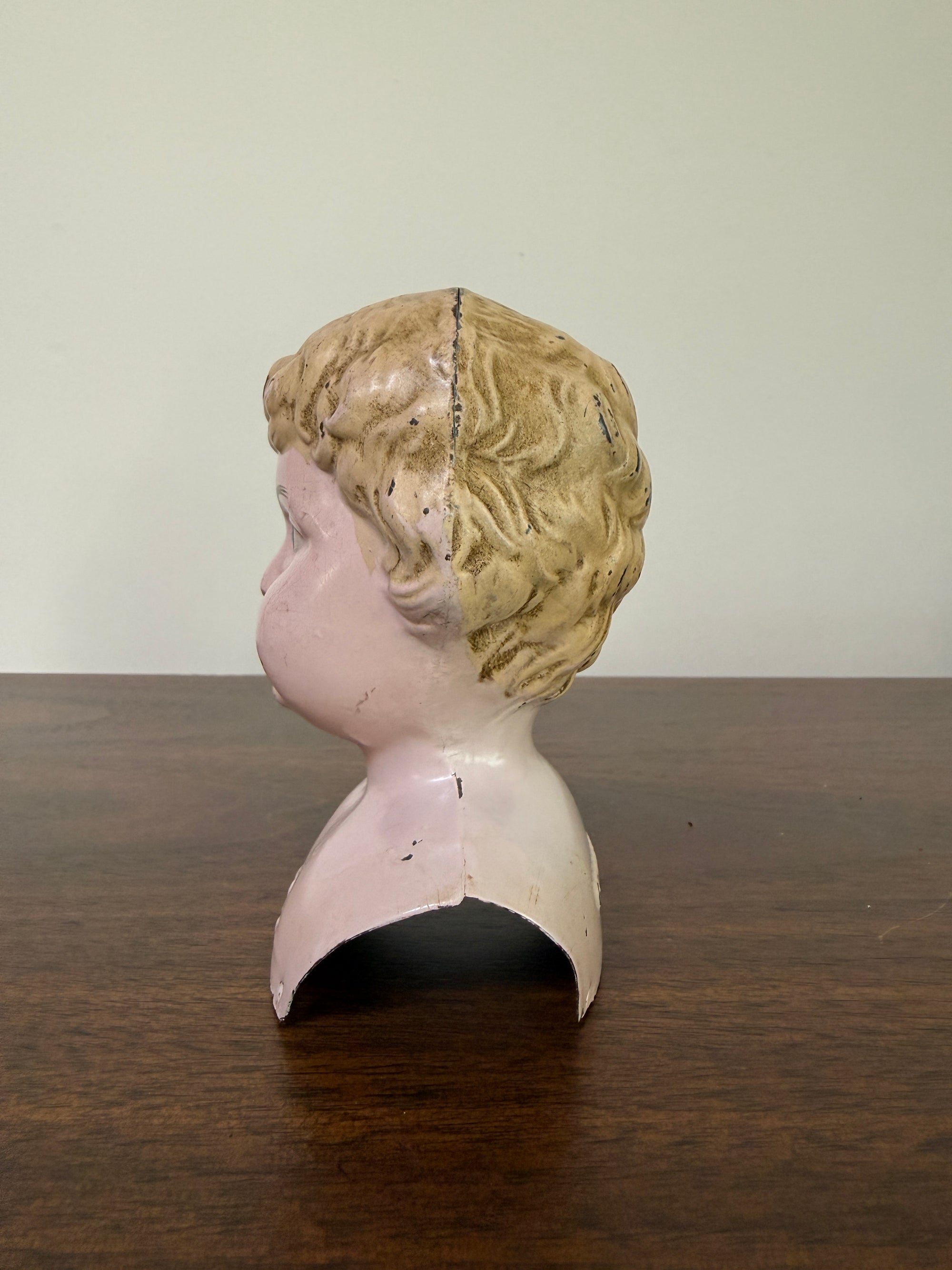 Antique 1900s Minerva Metal Doll Head by Buschow &amp; Beck | Molded Blonde Hair