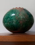 Vintage MCM Vanguard Studios Pottery Large Vase | Mid Century Modern Fluted Rim Green Glaze Studio Art Pottery Vessel USA