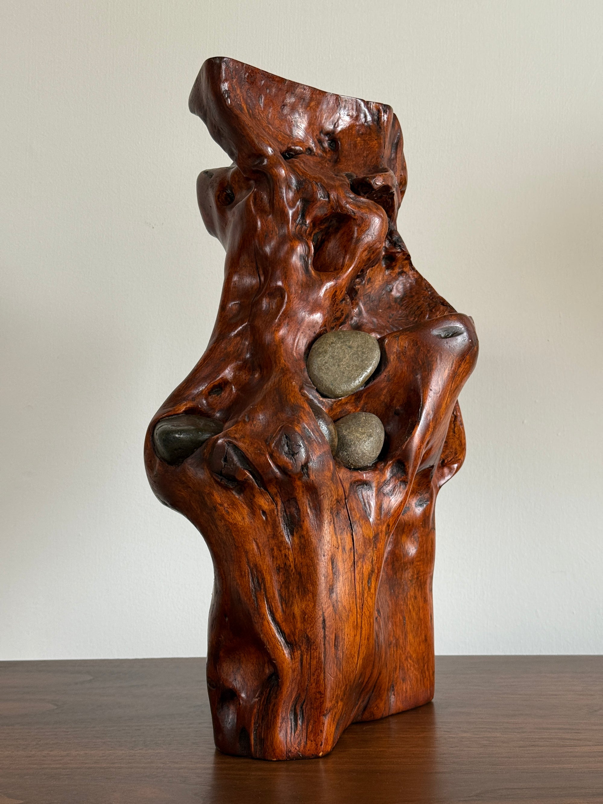 Vintage Mid Century Modern Organic Wood Sculpture | Hand Carved Burl Wood Abstract Biomorphic Art | MCM Naturalist Decor