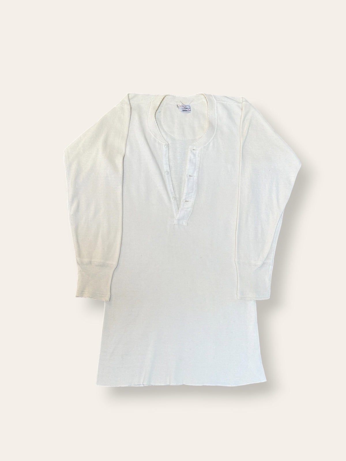 Vintage 1940’s Penney’s Cotton Henley Shirt| Heritage Blank Antique White Shirt