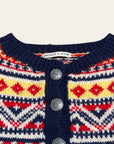 Vintage 1950’s Norway Fair Isle Navy Wool Cardigan Sweater