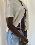 Vintage 1930s Floral Silk & Lace Bed Jacket | Ecru Boudoir Lingerie Layering Top