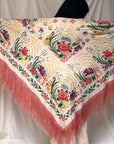 Vintage 1920’s Manton De Manila Silk Embroidered Double-Sided Piano Shawl ///SOLD///