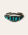 Vintage Navajo Turquoise & Sterling Silver Multi-Stone Cluster Bracelet | Southwestern Jewelry Cuff