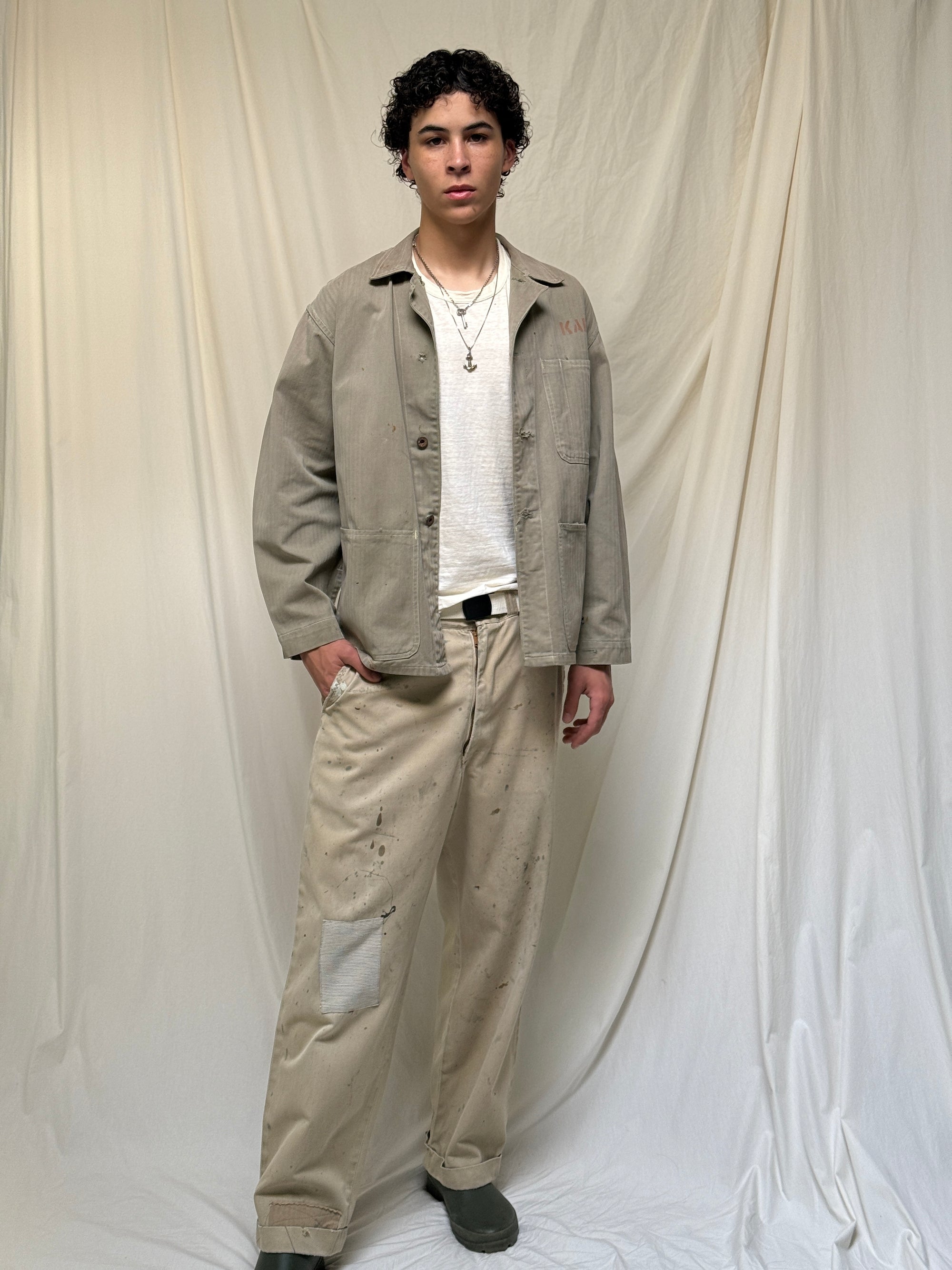 Vintage 1940’s WWII USMC P41 HBT Twill Stencil Utility Jacket