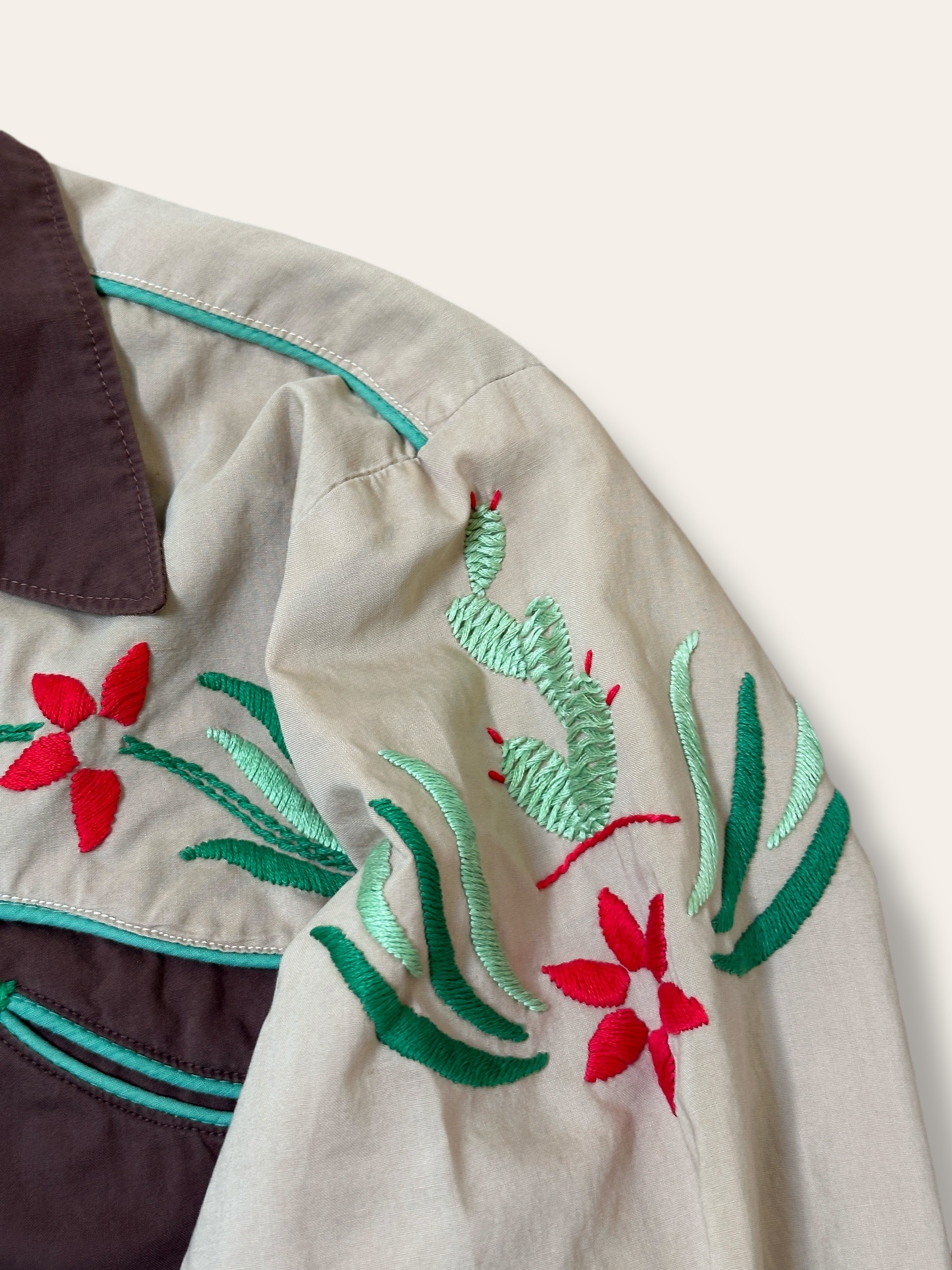 Vintage 1940's Cactus Flower Embroidery Western Shirt – Afterlife