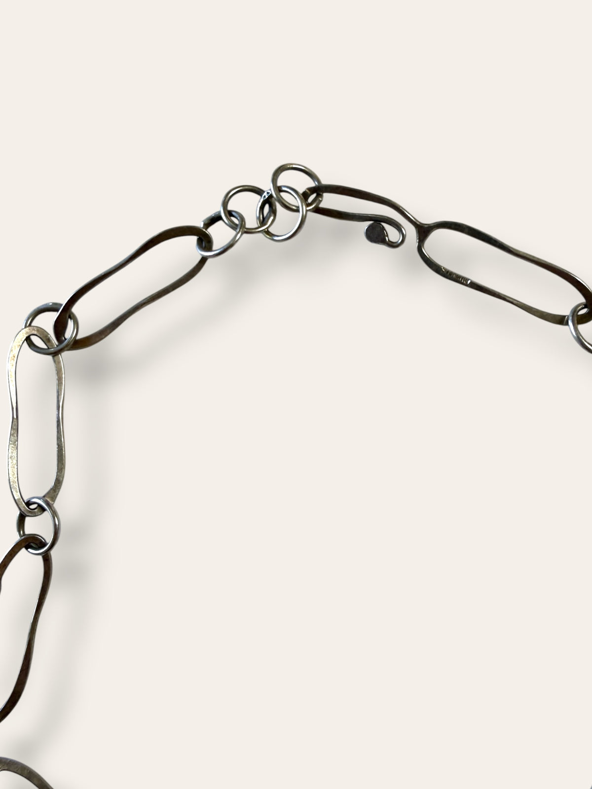 Vintage Sterling Silver Handmade Paperclip Link Necklace | 14.5" Chunky Chain