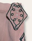 Vintage 1940's Gabardine Hollywood Western Skirt | Chain Stitch Embroidery, Rhinestones & Suede Fringe