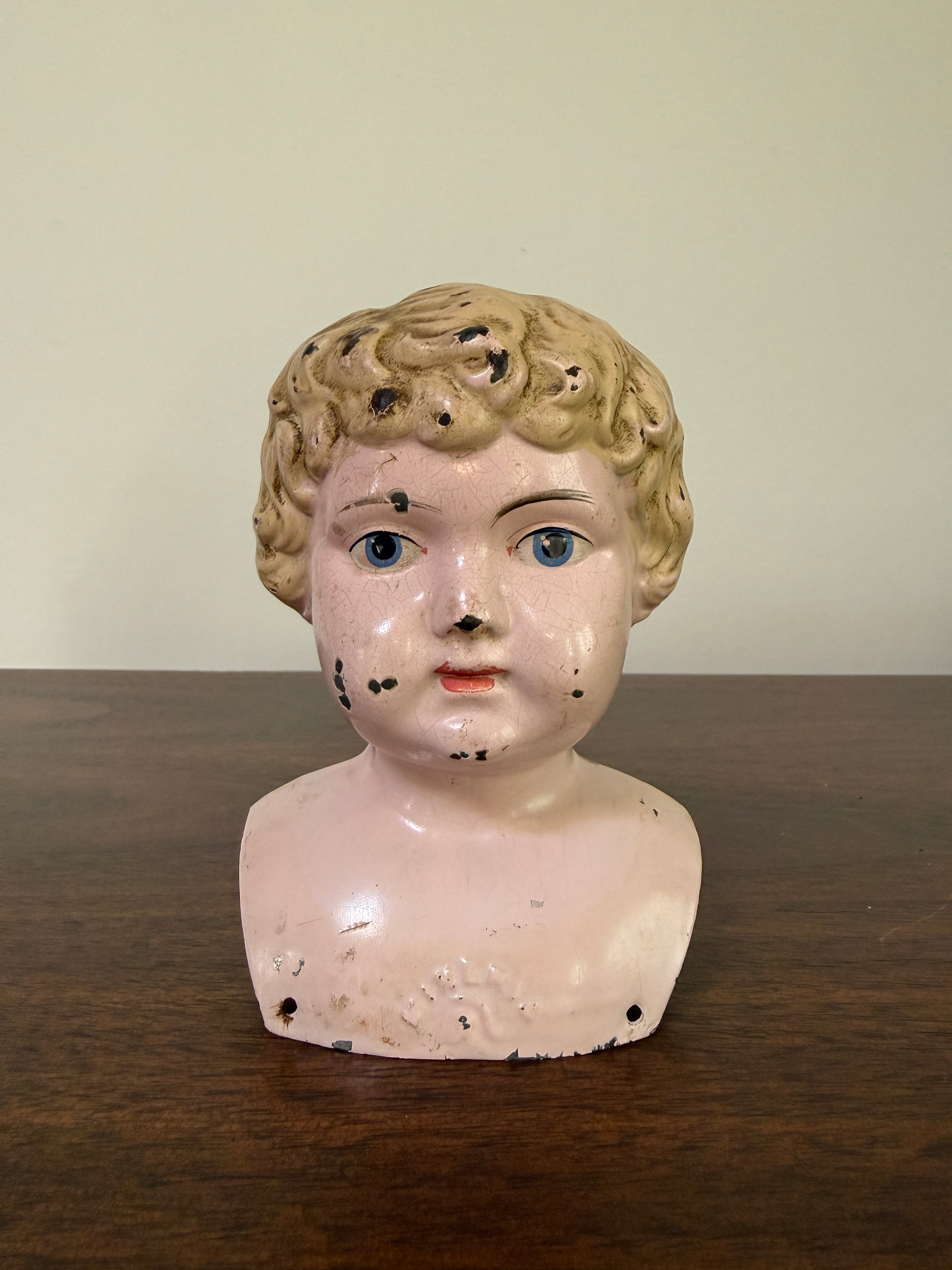 Antique 1900s Minerva Metal Doll Head by Buschow &amp; Beck | Molded Blonde Hair