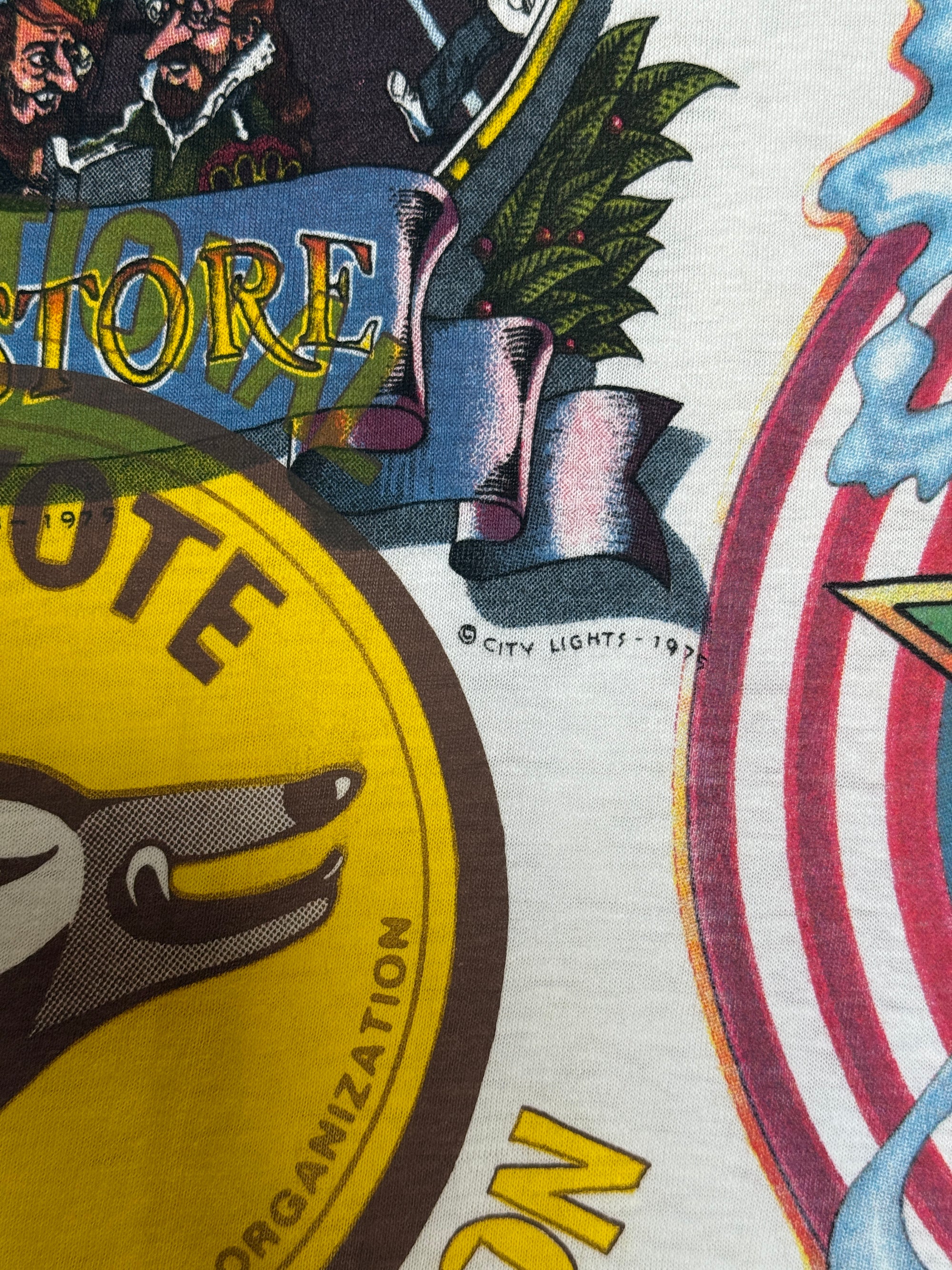 Deadstock Vintage 1974 Kelley Mouse Studio Test Print T-Shirt | City Lights Bookstore | Hookers Convention Graphic | Rare 1970s Psychedelic Art T-Shirt