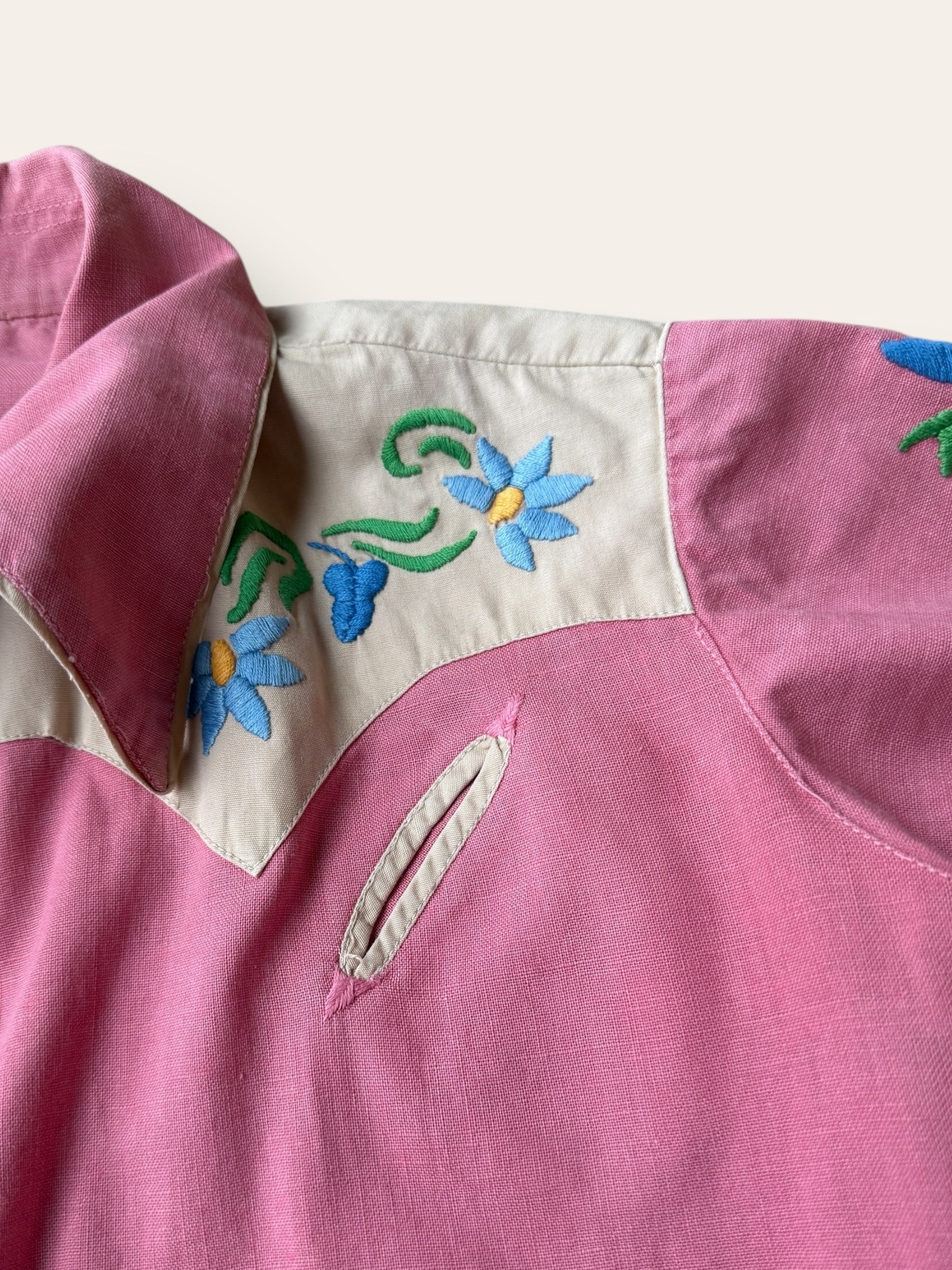 Vintage 1940’s Embroidered Cotton Western Shirt