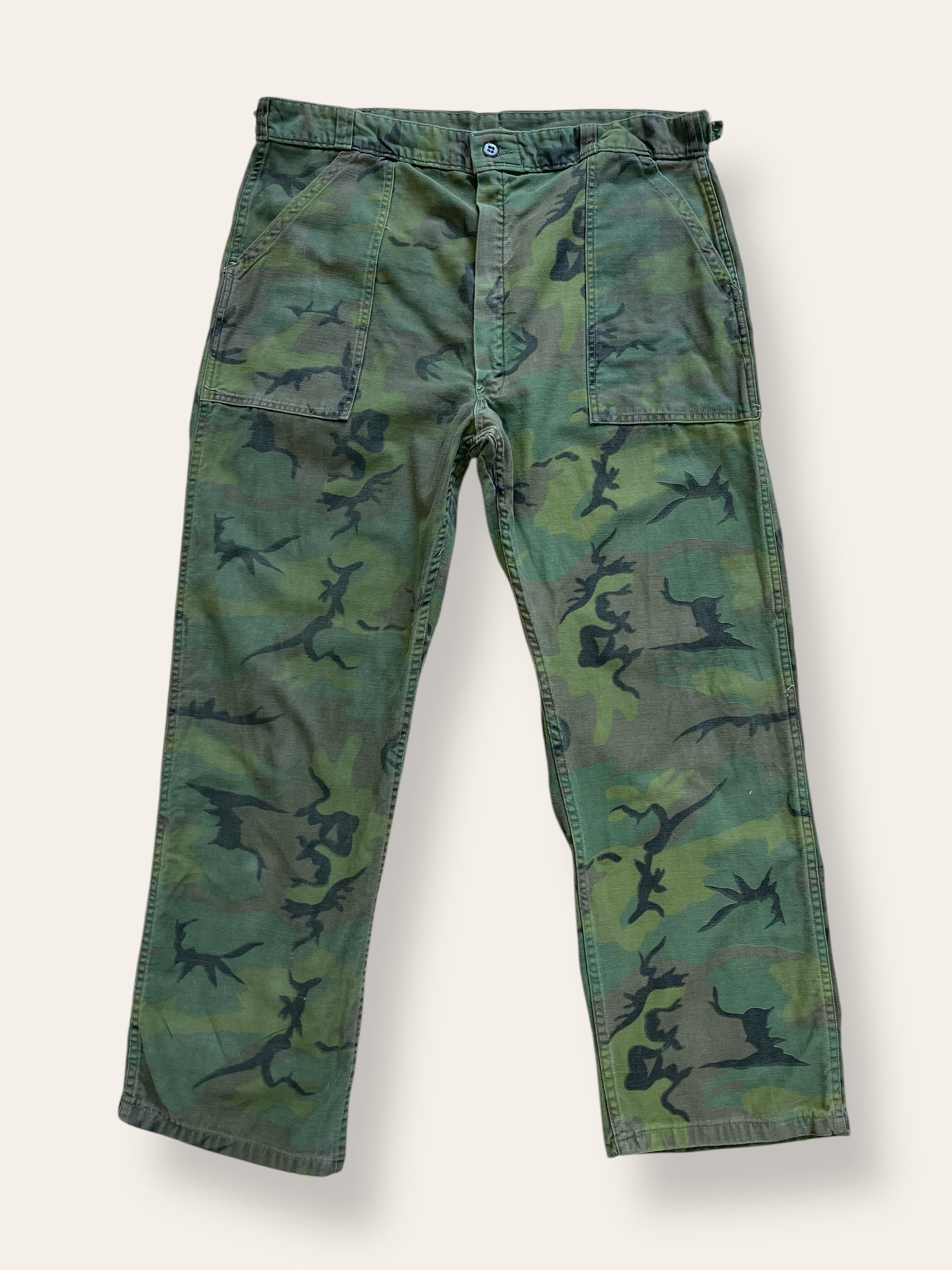 Vintage 1970’s Civilian ERDL Camo Sateen Baker Pants W:38