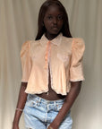 Vintage 1930s Silk & Lace Puff Sleeve Bed Jacket | Romantic Silk Lingerie Top