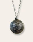 Vintage Sterling Silver Aztec Calendar Necklace | Mexico 925 Sun Pendant | Figaro Chain Jewelry