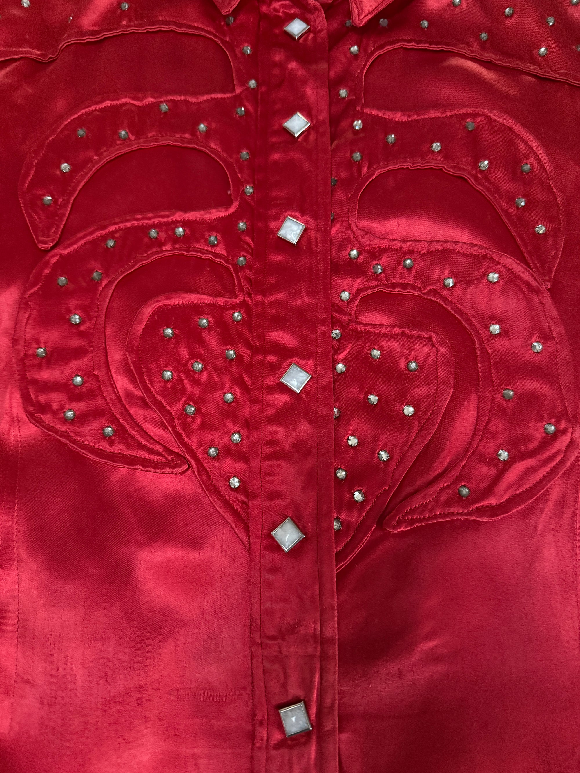 Vintage 1950’s Rhinestone Studded Satin Rodeo Western Shirt