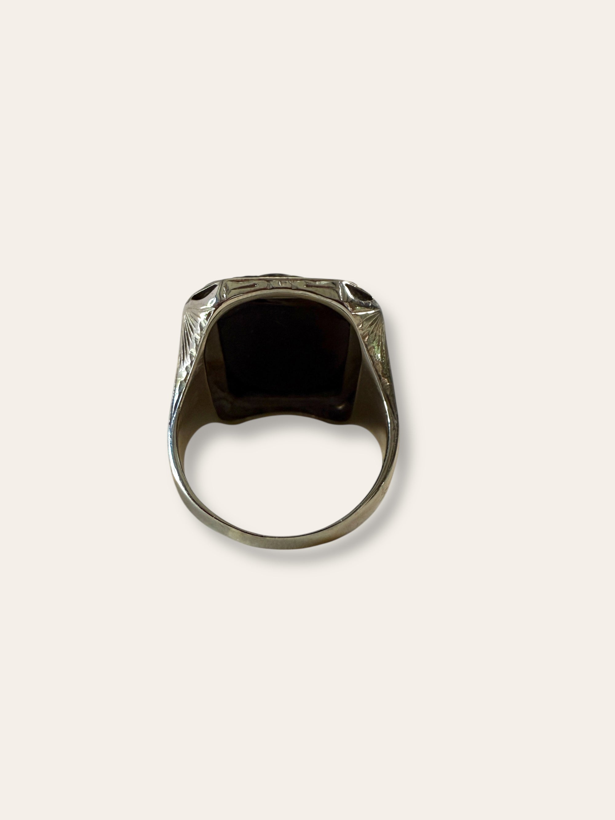 Vintage 1900’s Sardonyx Cameo 14k White Gold Ring Size 10