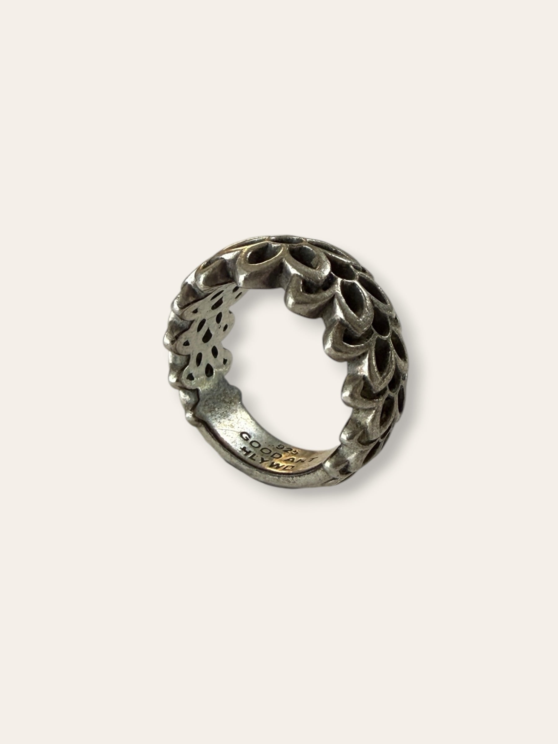 Good Art HLYWD 925 Sterling Silver Frida Ring | Sterling Silver Statement Band Ring Size 10