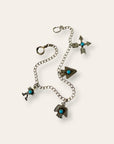 Vintage Fred Harvey Era Silver Charm Bracelet with Turquoise Accents | Southwestern Thunderbird Arrow Kachina Motifs