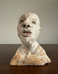 Vintage Expressionist Earthenware Bust Sculpture | Hand Sculpted Studio Pottery Portrait | Modernist MCM Folk Art Head