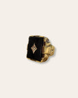 Vintage 1940’s Art Deco Onyx 10k Gold Diamond Ring Size 9