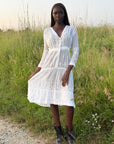 Vintage 1900s Antique Edwardian White Embroidered Cotton Lawn Dress | Hand Embroidered Lace Heirloom Tea Dress