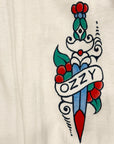 Vintage 1990s Ozzy Osbourne Long Sleeve Tattoo Test Print T-Shirt | Rare Rock Tee