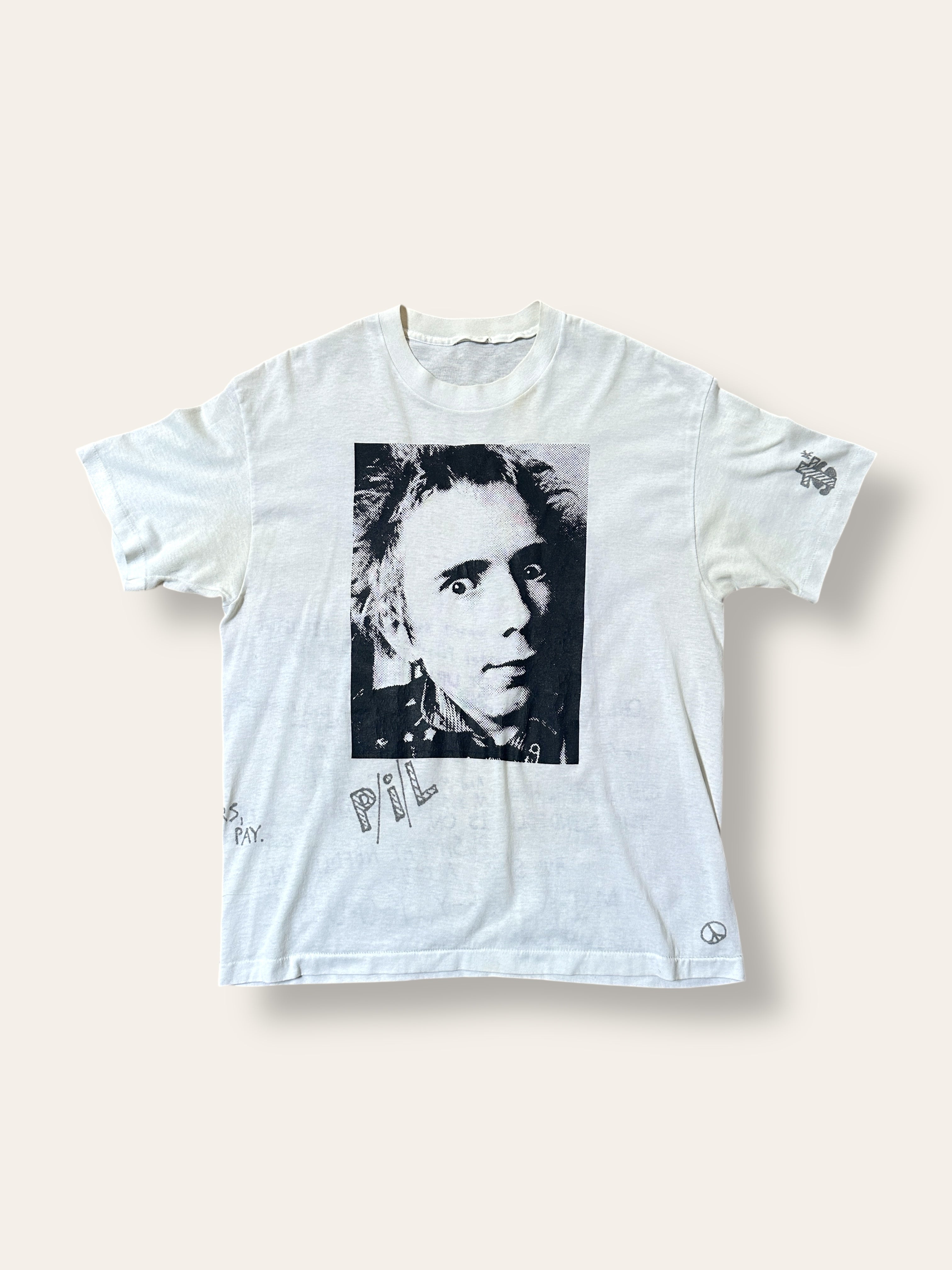 Vintage 1980's Johnny Rotten Public Image with Hand Written Art T