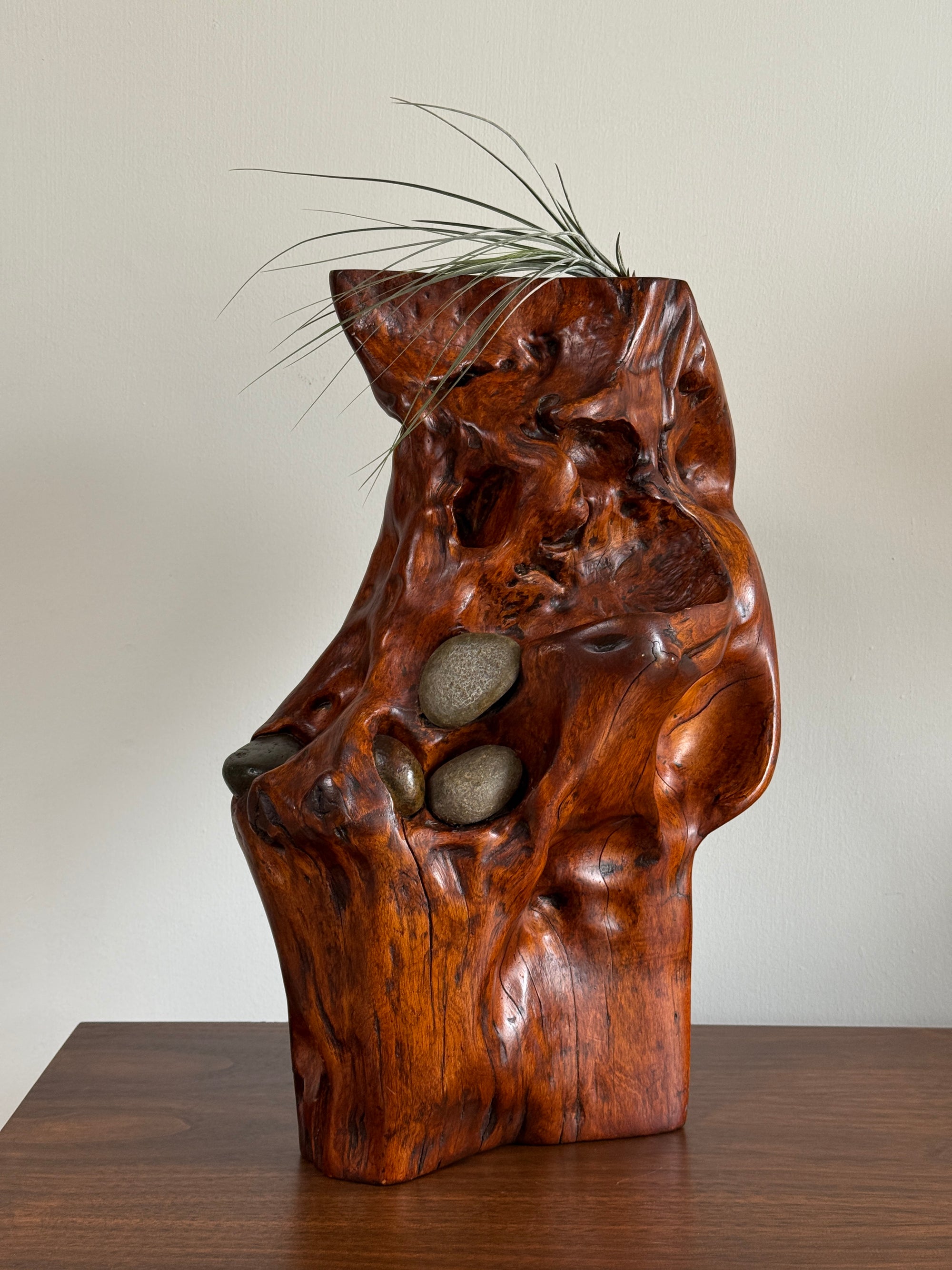Vintage Mid Century Modern Organic Wood Sculpture | Hand Carved Burl Wood Abstract Biomorphic Art | MCM Naturalist Decor