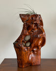 Vintage Mid Century Modern Organic Wood Sculpture | Hand Carved Burl Wood Abstract Biomorphic Art | MCM Naturalist Decor