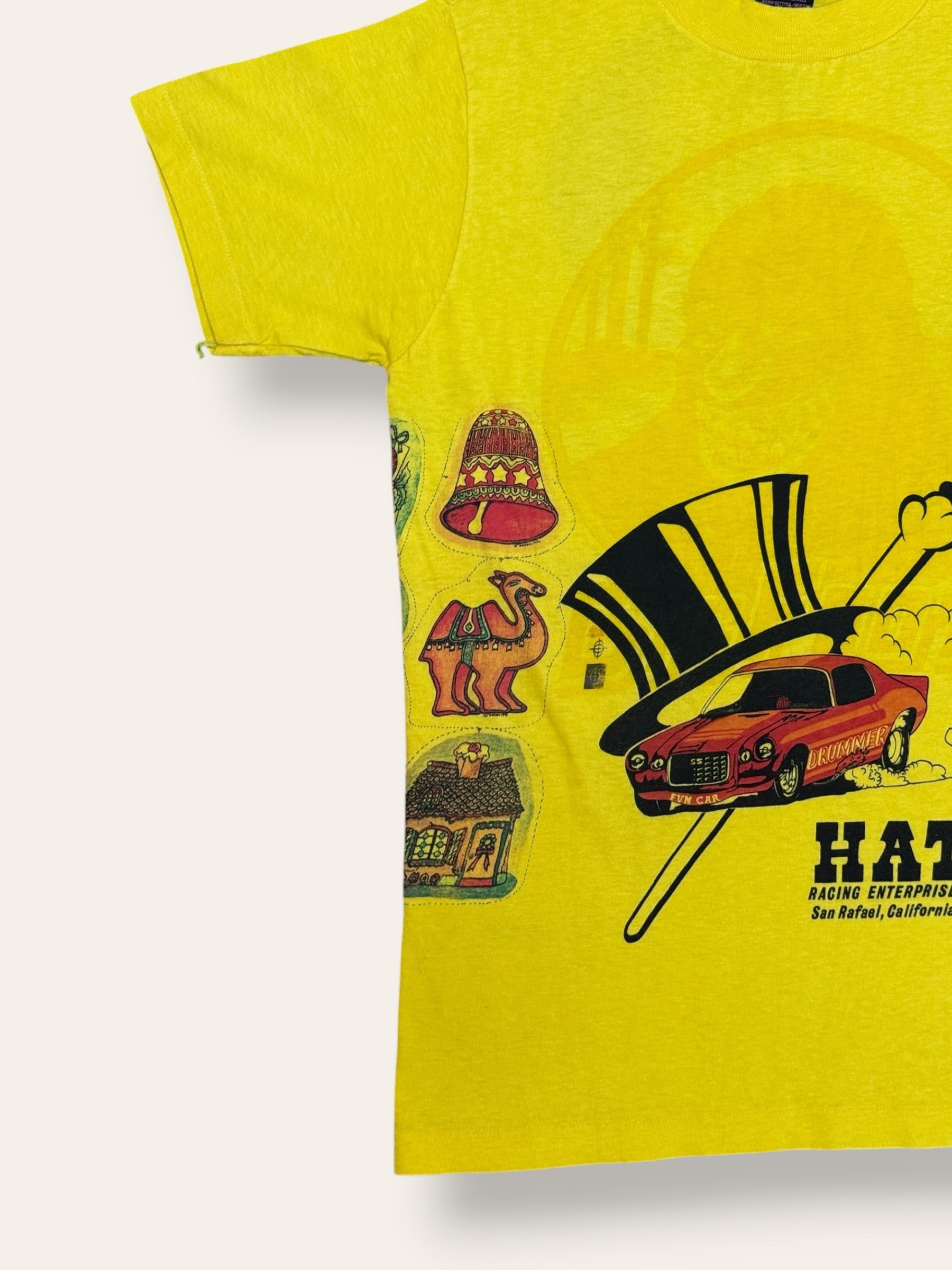 Vintage 1970s Kelley Mouse Studio Test Print T-Shirt | Car Racing | Fred Williamson Graphic | Rare 1970s Psychedelic Art T-Shirt
