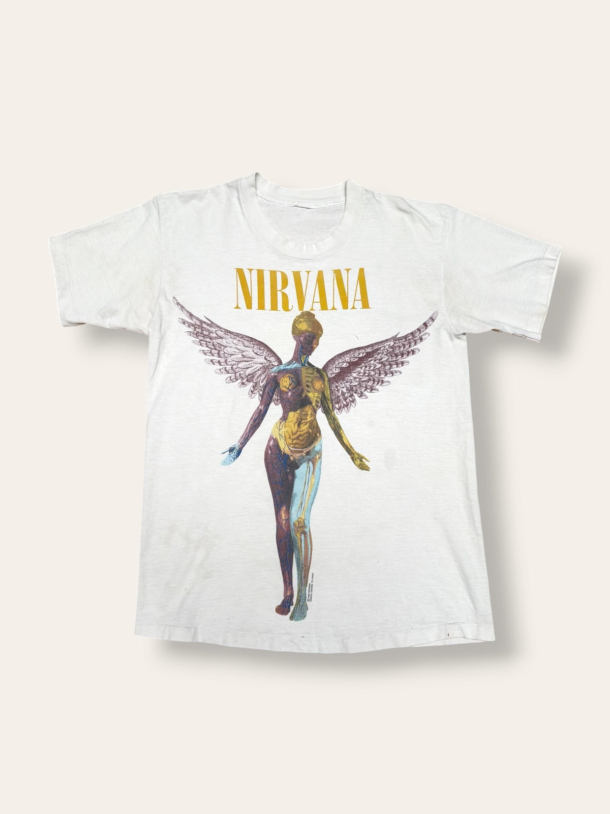 Vintage 1993 Nirvana In Utero Angel T-Shirt | 1990s Original Grunge Band Tee