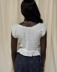 Antique 1900s Edwardian White Lace Inset Blouse | Antique Sheer Cotton Top Embroidered