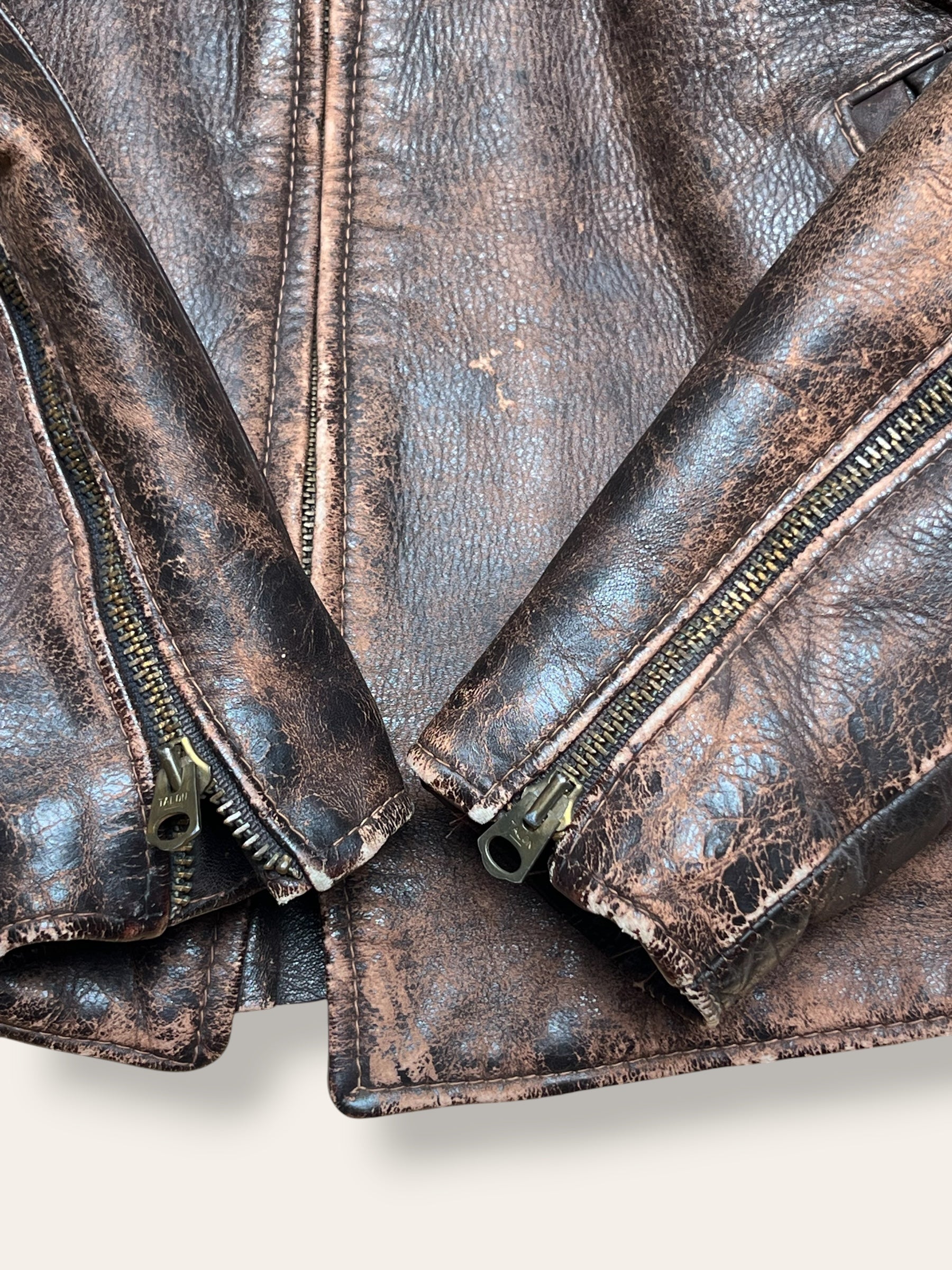 Vintage 1960s Brown Café Racer Motorcycle Leather Jacket