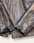 Vintage 1960s Brown Café Racer Motorcycle Leather Jacket