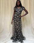 Vintage 1930’s Black & Creme Organza Eyelet Dress