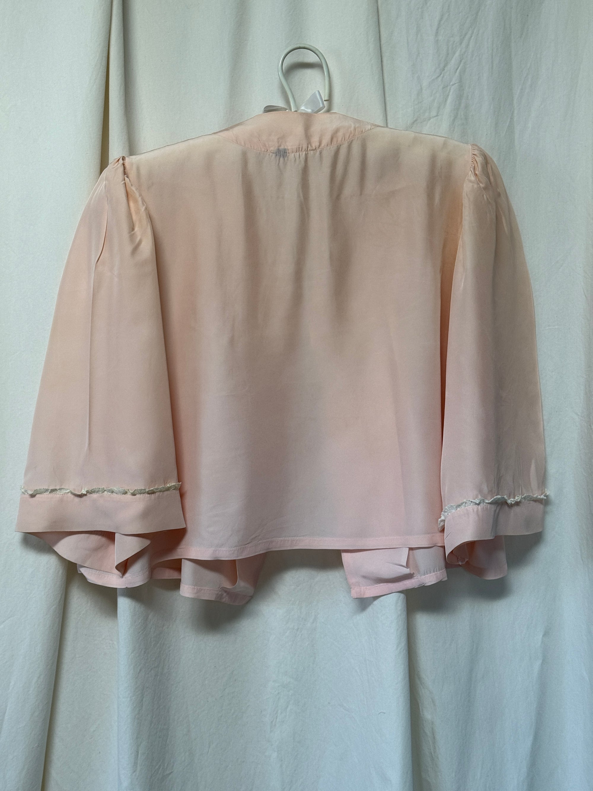 Vintage 1930s Silk-Rayon Two Tone Bed Jacket | Silk Lingerie Layering Top