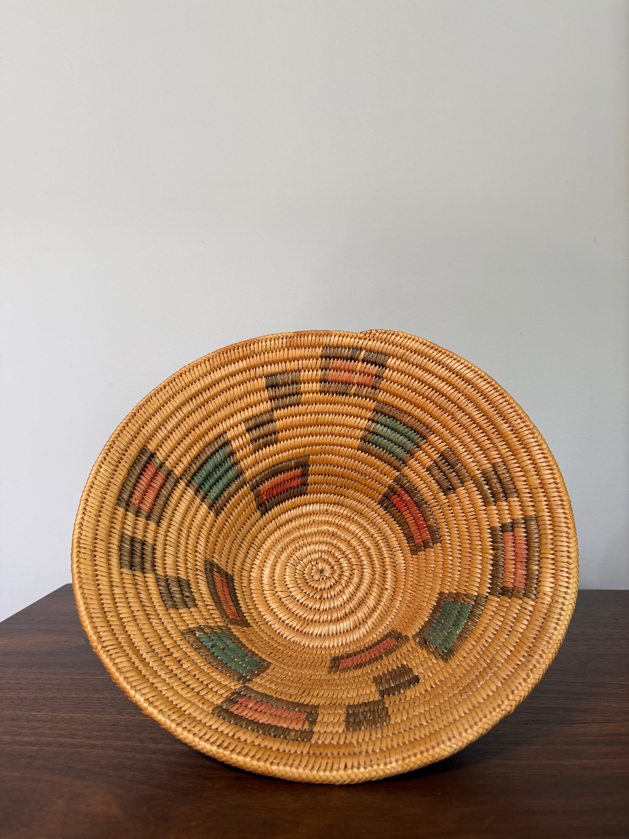 Vintage Jicarilla Apache Coil Handmade Basket | Native American Geometric Basket