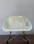 Vintage Mid Century Modern Mini Shell Chair | White Scoop Accent Chair | Space Age Atomic MCM Design Chair
