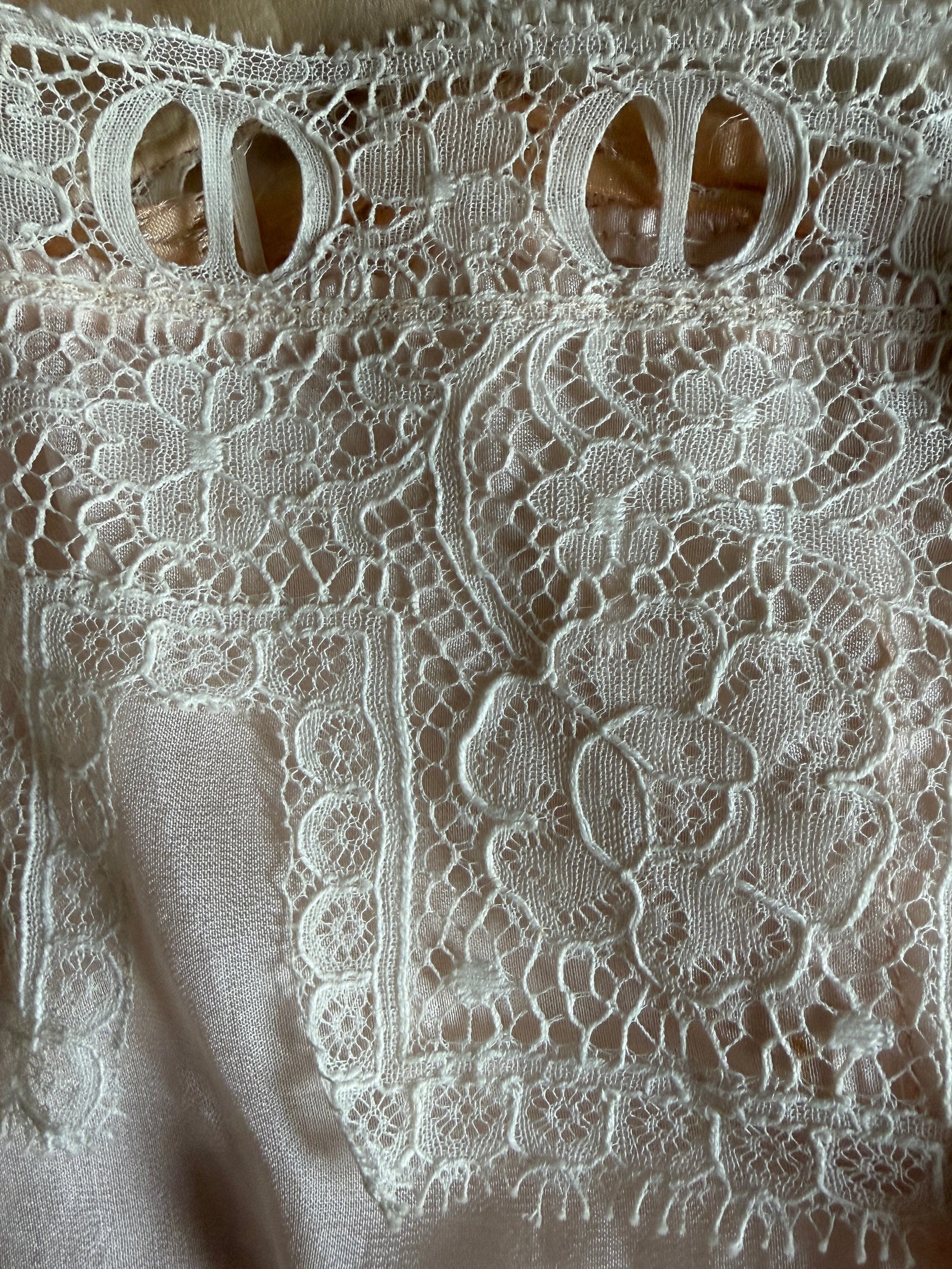 Vintage 1900s Silk &amp; Lace Camisole Top | Edwardian Ivory Lace Bustier Crop | Antique Lingerie Blouse