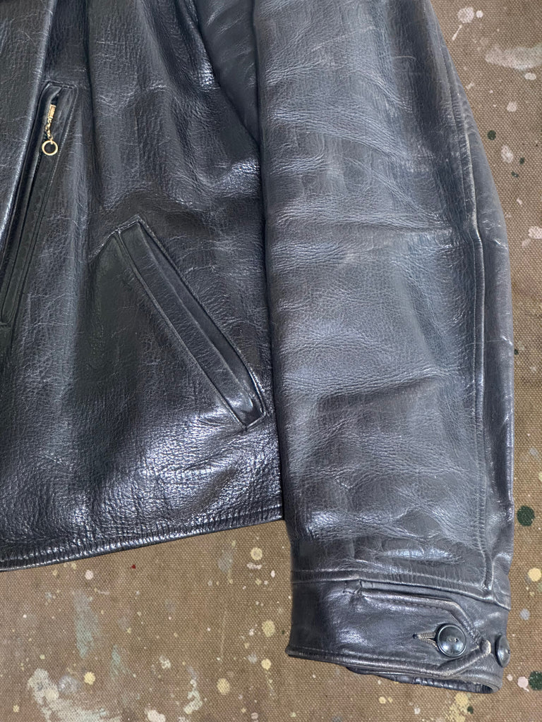 Vintage 1940’s Black Top Notch Steer Hide Leather Jacket
