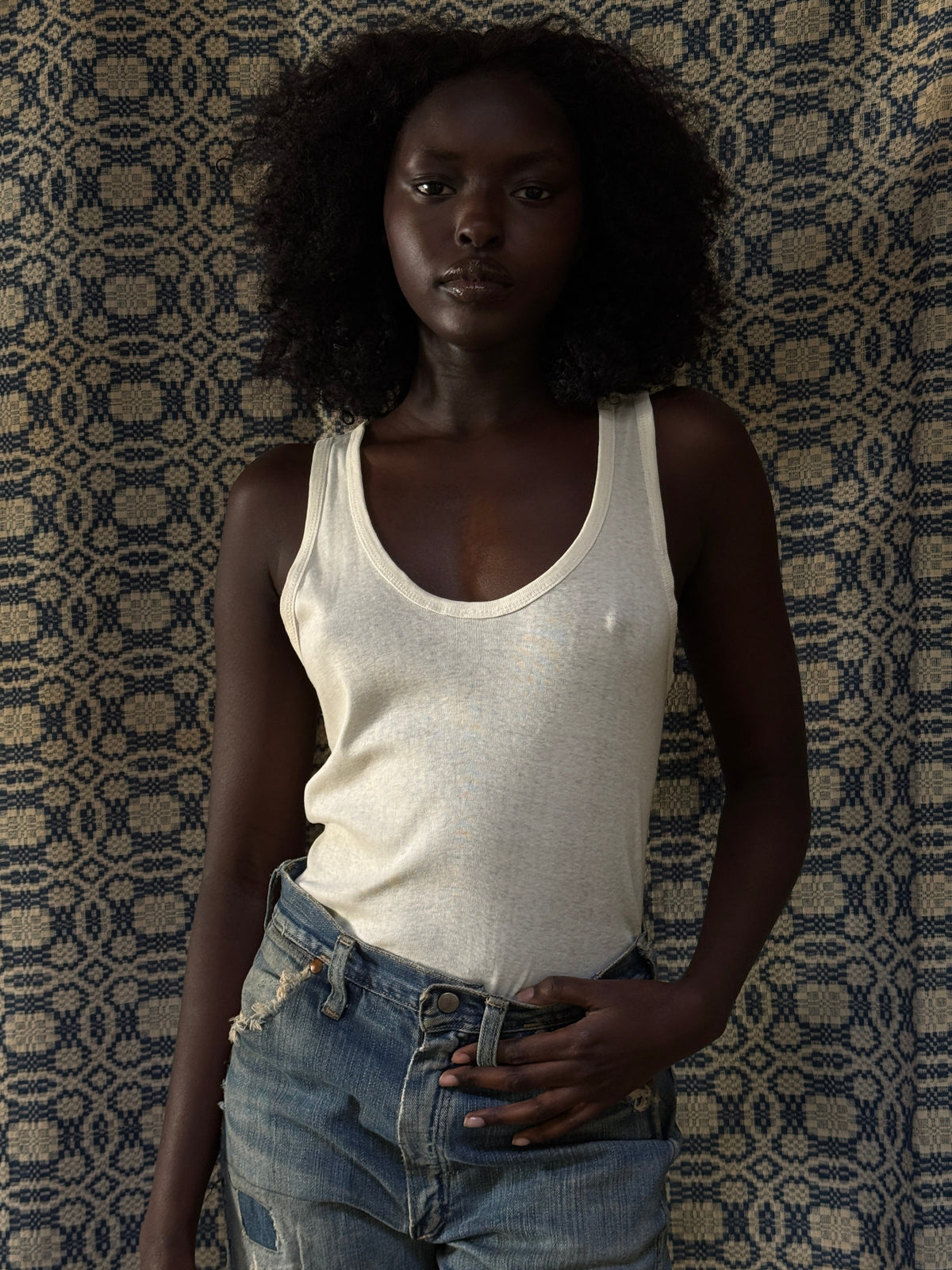 Vintage 1940’s Scoop Neck Cotton Tank | Heritage Blank Antique White Undershirt