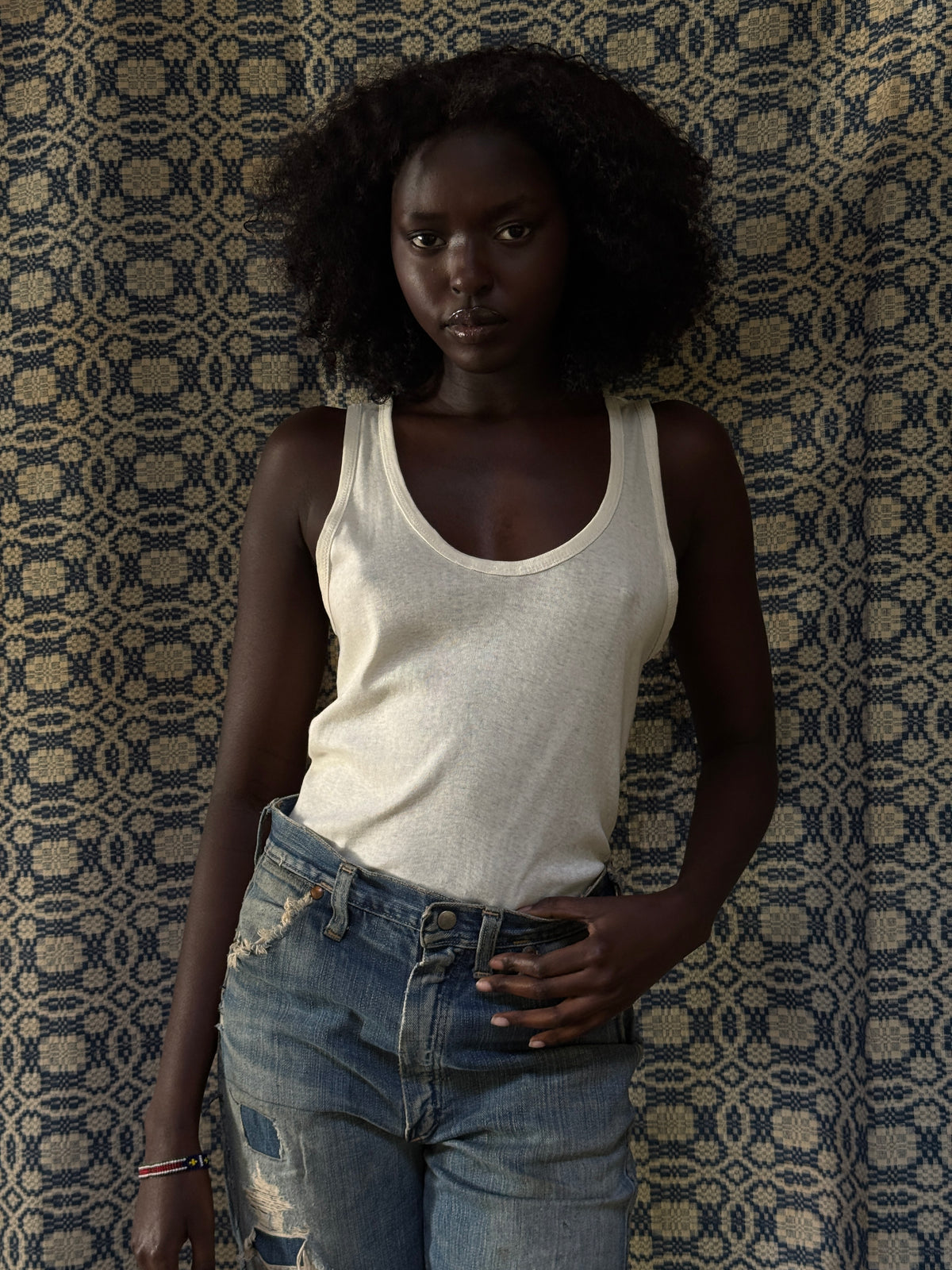 Vintage 1940’s Scoop Neck Cotton Tank | Heritage Blank Antique White Undershirt