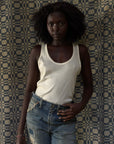 Vintage 1940’s Scoop Neck Cotton Tank | Heritage Blank Antique White Undershirt