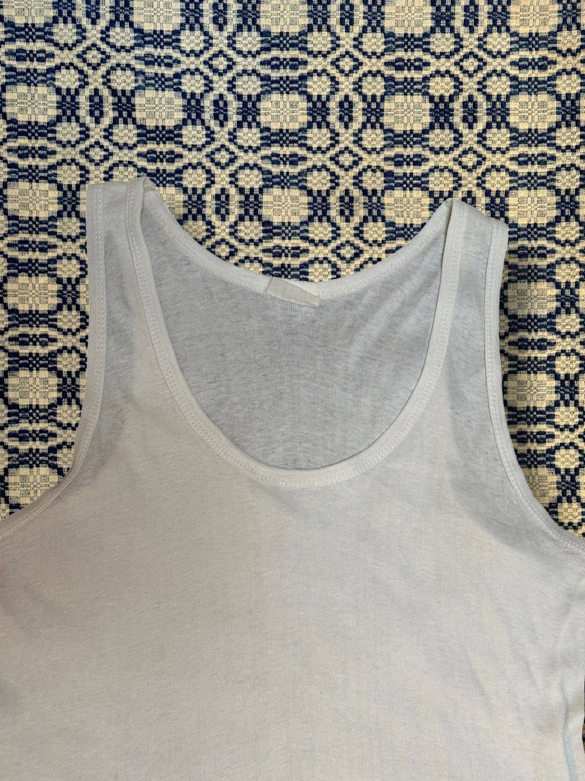 Vintage 1940’s Scoop Neck Cotton Tank | Heritage Blank Antique White Undershirt